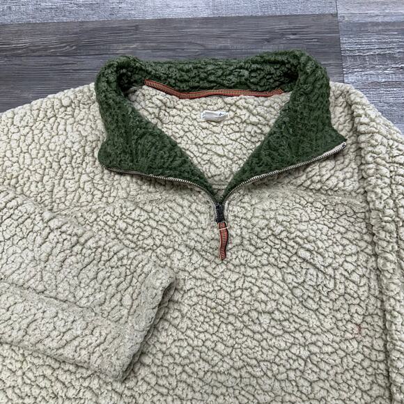 Carbon2Cobalt Cream Green Mens XL 1/4 Zip Mock Sherpa Fleece Pullover Sweater - Picture 1 of 8